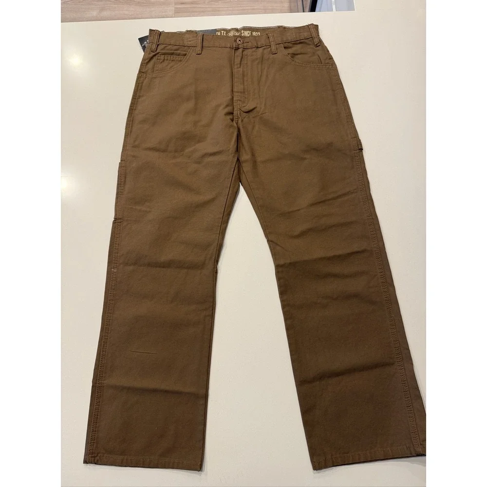 Dickies Carpenter Duck Jeans DU250RTB Mens 34x30 Rinsed Timber Brown Relaxed